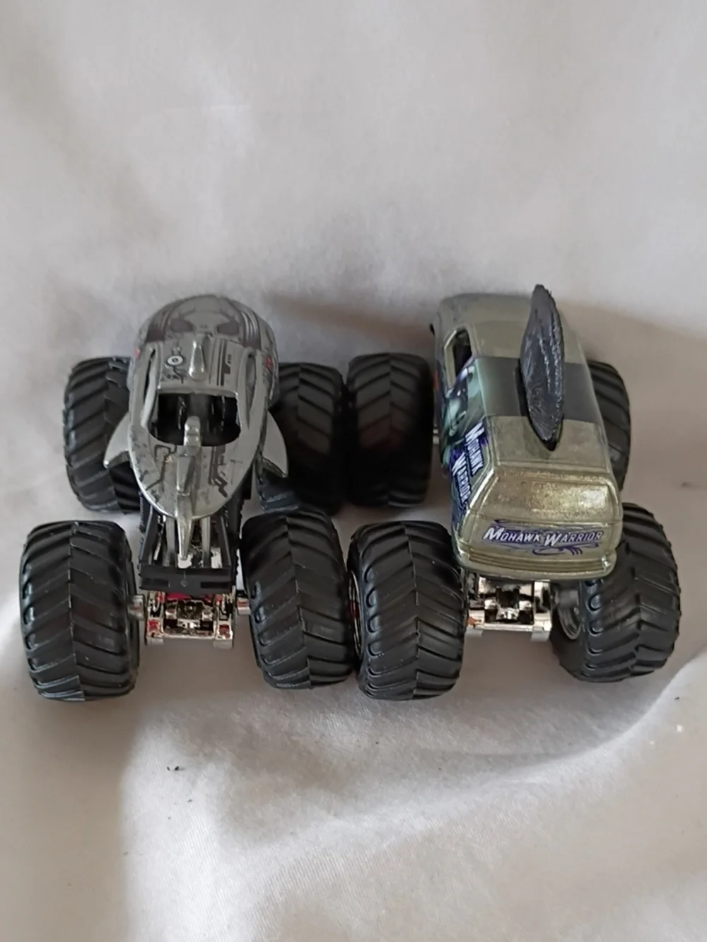 EUC Hot Wheels Monster Jam Mohawk Warrior And Cyborg Shark Trucks Pair Of 2